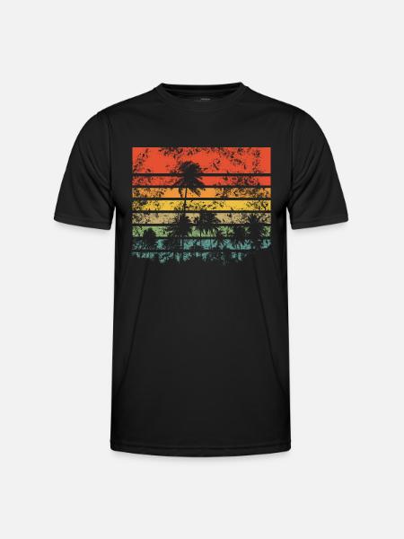 Palm Trees Retro Sunset - Men's Functional T-Shirt - black