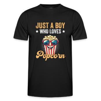 Just A Boy Who Loves Popcorn - Männer Funktions-T-Shirt - Schwarz - Vorne - AI Model Male 178 dark (178cm)