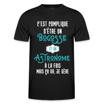 C'est compliqué d'être Bogosse et Astronome - T-shirt sport Homme - noir - Devant - AI Model Male 178 dark (178cm)