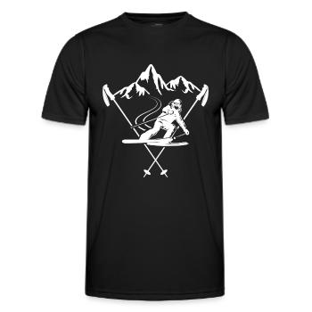 skier alpine skiing powder snow race carver - Men's Functional T-Shirt - black - Front - AI Model Male 178 dark (178cm)