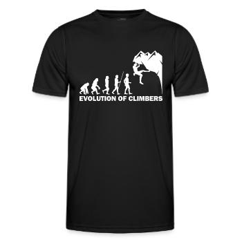 Evolution of climbers Bouldering - Men's Functional T-Shirt - black - Front - AI Model Male 178 dark (178cm)