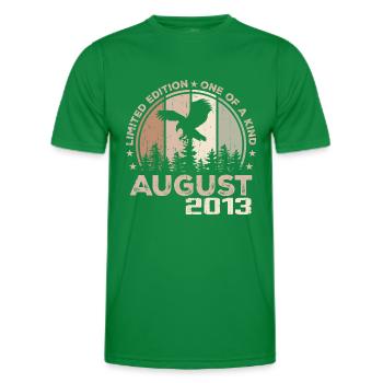 Incomparable since August 2013, 11th Anniversary - Men's Functional T-Shirt - kelly green - Front - AI Model Male 178 dark (178cm)
