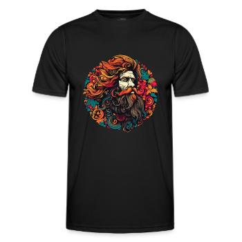 Alter Hippie Mann - Männer Funktions-T-Shirt - Schwarz - Vorne - AI Model Male 178 dark (178cm)