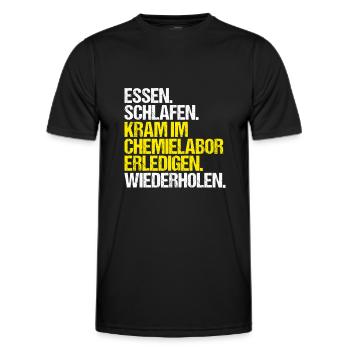 Technicien de laboratoire chimique Laboratoire de chimie Laboratoire de chimie - T-shirt sport Homme - noir - Devant - AI Model Male 178 dark (178cm)