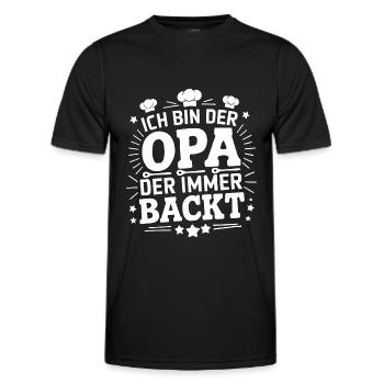 Ich bin der Opa der immer backt lustiger Opaspruch - Männer Funktions-T-Shirt - Schwarz - Vorne - AI Model Male 178 dark (178cm)