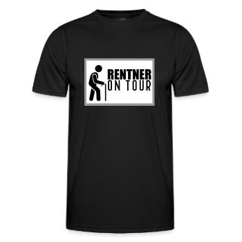 Rentner on Tour Warnschild für aktive Senioren - Männer Funktions-T-Shirt - Schwarz - Vorne - AI Model Male 178 dark (178cm)