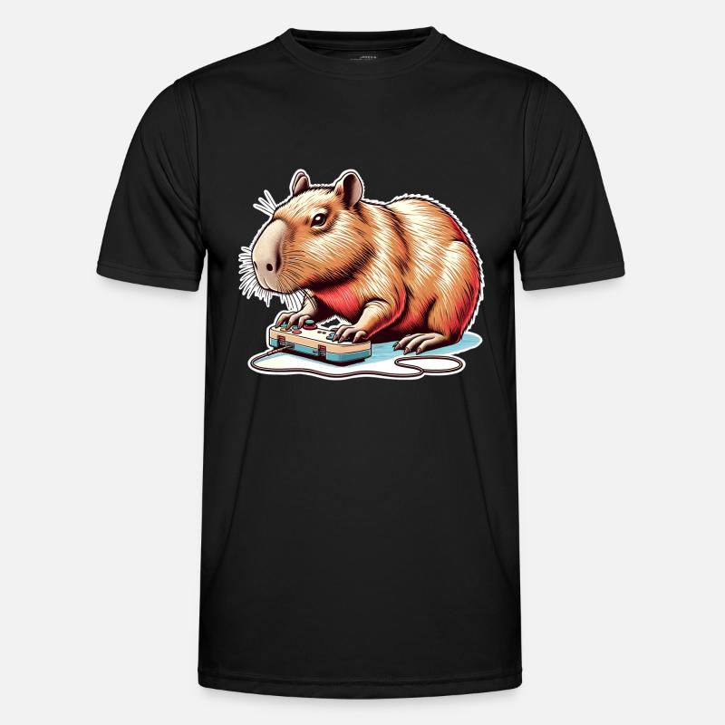 Capybara Gaming Nerd - Men's Functional T-Shirt - black