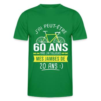 cycliste 60 ans anniversaire 60 ans vélo cyclisme - T-shirt sport Homme - vert - Devant - AI Model Male 178 dark (178cm)