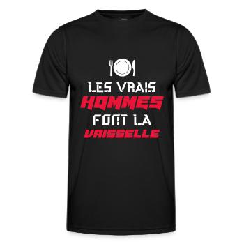 Les vrais hommes font la vaisselle beauf humour - T-shirt sport Homme - noir - Devant - AI Model Male 178 dark (178cm)