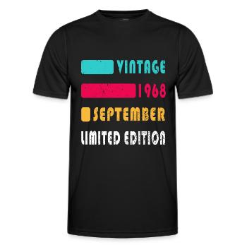 septembre 1968 Anniversaire septembre 1968 septembre - T-shirt sport Homme - noir - Devant - AI Model Male 178 dark (178cm)