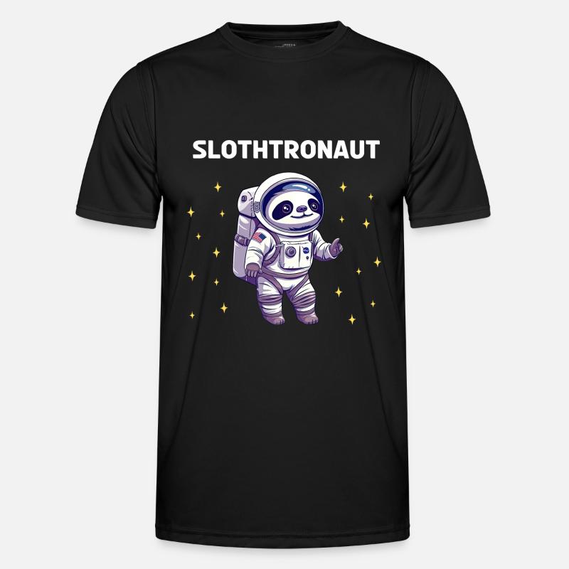 Slothtronaut - Astronautendesign - Männer Funktions-T-Shirt - Schwarz