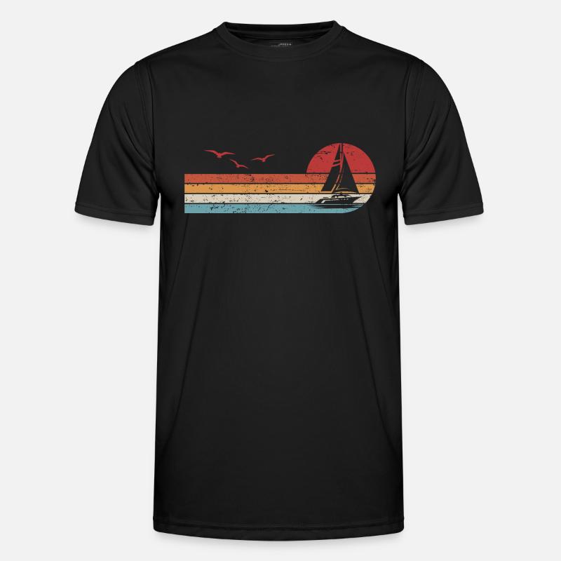 Retro seilbåtkaptein Funksjons-T-skjorte for menn
