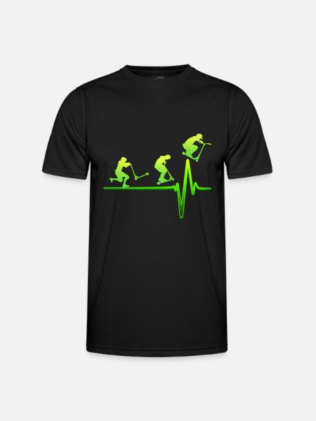 Stunt Scooter EKG Herzschlag Tretroller Geschenk - Männer Funktions-T-Shirt - Schwarz