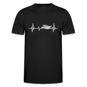 Motor Boat Heartbeat Motorboating Captain - Men's Functional T-Shirt - black - Front - AI Model Male 178 dark (178cm)