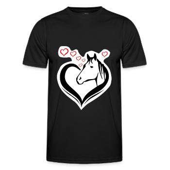 Süßer Pferdekopf mit Herz - Für Reitferien Urlaub - Männer Funktions-T-Shirt - Schwarz - Vorne - AI Model Male 178 dark (178cm)