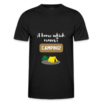 A house that moves? Camping! - Men's Functional T-Shirt - black - Front - AI Model Male 178 dark (178cm)