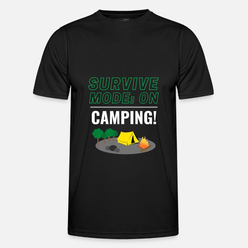 Survival Mode: ON - Camping! - Men's Functional T-Shirt - black