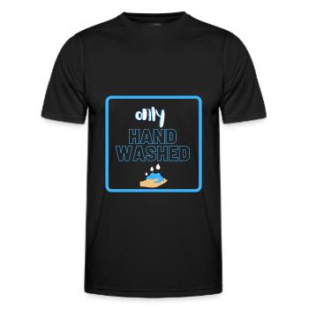washed only by hand - Men's Functional T-Shirt - black - Front - AI Model Male 178 dark (178cm)