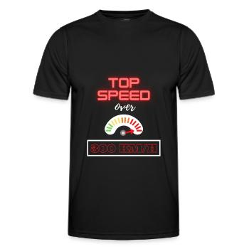 Vitesse maximale supérieure à 300 km/h - T-shirt sport Homme - noir - Devant - AI Model Male 178 dark (178cm)