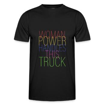 Frauenpower beherrscht diesen Truck - Männer Funktions-T-Shirt - Schwarz - Vorne - AI Model Male 178 dark (178cm)