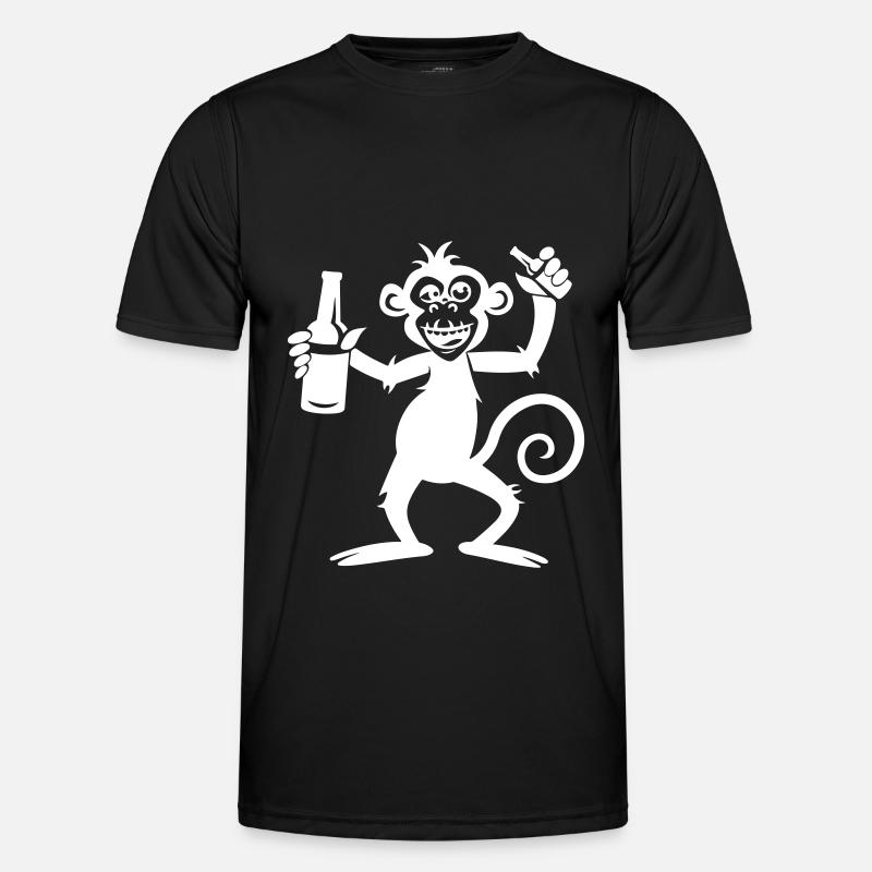 Affe Party Bier - Männer Funktions-T-Shirt - Schwarz