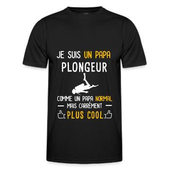 papa plongeur en apnée cadeau papa plongée - T-shirt sport Homme - noir - Devant - AI Model Male 178 dark (178cm)