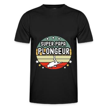 super papa plongeur apnée vintage père plongée - T-shirt sport Homme - noir - Devant - AI Model Male 178 dark (178cm)