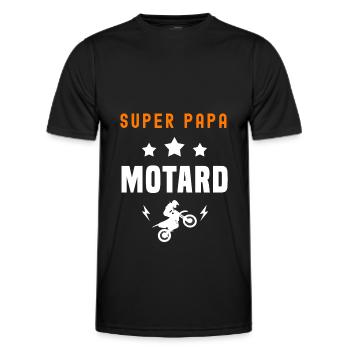 super papa motard père papa moto - T-shirt sport Homme - noir - Devant - AI Model Male 178 dark (178cm)