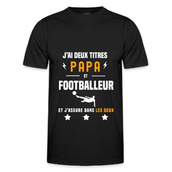 j'ai deux titres papa et footballeur père football - T-shirt sport Homme - noir - Devant - AI Model Male 178 dark (178cm)