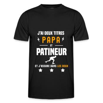 j'ai deux titres papa et patineur père patinage - T-shirt sport Homme - noir - Devant - AI Model Male 178 dark (178cm)