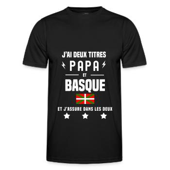 j'ai deux titres papa basque drapeau père basque - T-shirt sport Homme - noir - Devant - AI Model Male 178 dark (178cm)
