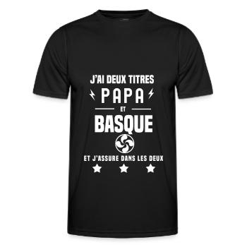 j'ai deux titres papa basque lauburu croix basque - T-shirt sport Homme - noir - Devant - AI Model Male 178 dark (178cm)