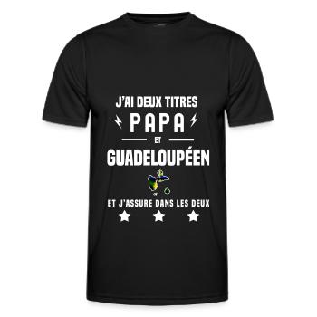 j'ai deux titres papa et guadeloupéen drapeau - T-shirt sport Homme - noir - Devant - AI Model Male 178 dark (178cm)