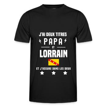 j'ai deux titres papa et lorrain homme drapeau - T-shirt sport Homme - noir - Devant - AI Model Male 178 dark (178cm)