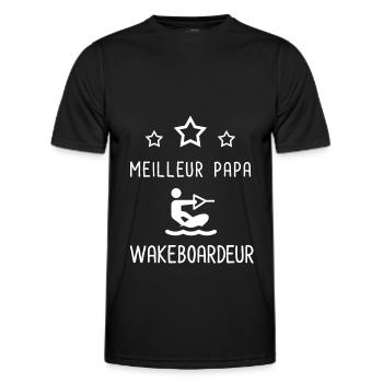 meilleur papa wakeboardeur cadeau papa wakeboard - T-shirt sport Homme - noir - Devant - AI Model Male 178 dark (178cm)