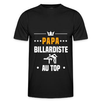 papa billardiste au top cadeau papa billard - T-shirt sport Homme - noir - Devant - AI Model Male 178 dark (178cm)