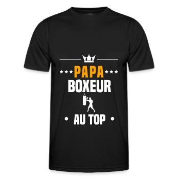 papa boxeur au top cadeau papa boxe - T-shirt sport Homme - noir - Devant - AI Model Male 178 dark (178cm)