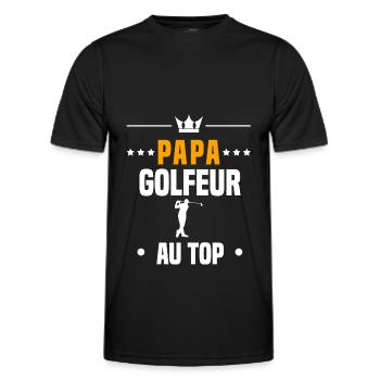 papa golfeur au top cadeau papa golf - T-shirt sport Homme - noir - Devant - AI Model Male 178 dark (178cm)