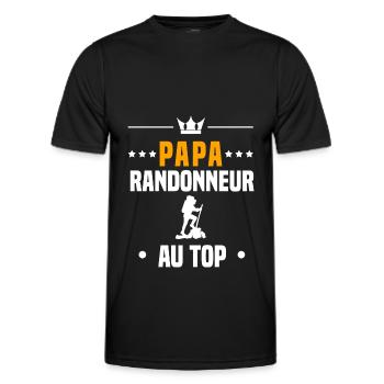 papa randonneur au top cadeau papa randonnée rando - T-shirt sport Homme - noir - Devant - AI Model Male 178 dark (178cm)