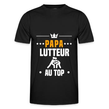 papa lutteur au top cadeau papa lutte - T-shirt sport Homme - noir - Devant - AI Model Male 178 dark (178cm)