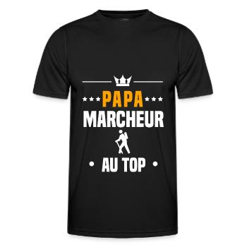 papa marcheur au top cadeau papa marche à pied - T-shirt sport Homme - noir - Devant - AI Model Male 178 dark (178cm)