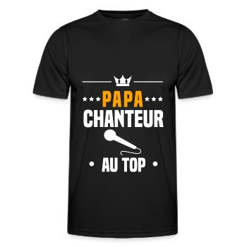 papa chanteur au top cadeau papa musique - T-shirt sport Homme - noir - Devant - AI Model Male 178 dark (178cm)