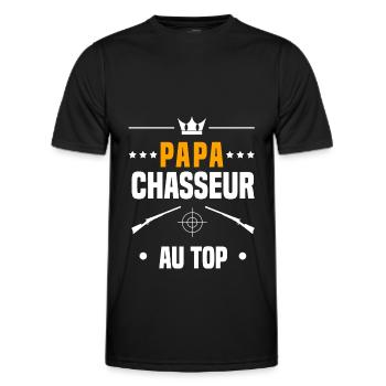 papa chasseur fusil au top cadeau papa chasse - T-shirt sport Homme - noir - Devant - AI Model Male 178 dark (178cm)