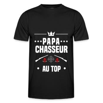papa chasseur sanglier au top cadeau papa chasse - T-shirt sport Homme - noir - Devant - AI Model Male 178 dark (178cm)