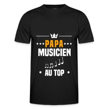 papa musicien au top cadeau papa musique - T-shirt sport Homme - noir - Devant - AI Model Male 178 dark (178cm)