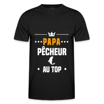 papa pêcheur au top cadeau papa pêche - T-shirt sport Homme - noir - Devant - AI Model Male 178 dark (178cm)