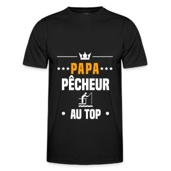 papa pêcheur canne au top cadeau papa pêche - T-shirt sport Homme - noir - Devant - AI Model Male 178 dark (178cm)