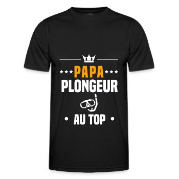 papa plongeur tuba au top cadeau papa plongée - T-shirt sport Homme - noir - Devant - AI Model Male 178 dark (178cm)
