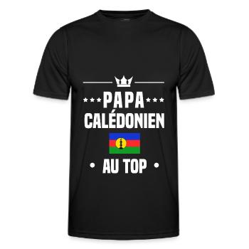 papa Calédonien au top drapeau nouvelle-calédonie - T-shirt sport Homme - noir - Devant - AI Model Male 178 dark (178cm)