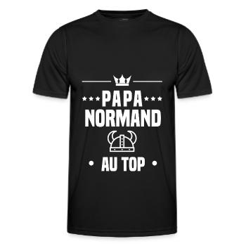 papa normand casque viking au top papa normandie - T-shirt sport Homme - noir - Devant - AI Model Male 178 dark (178cm)
